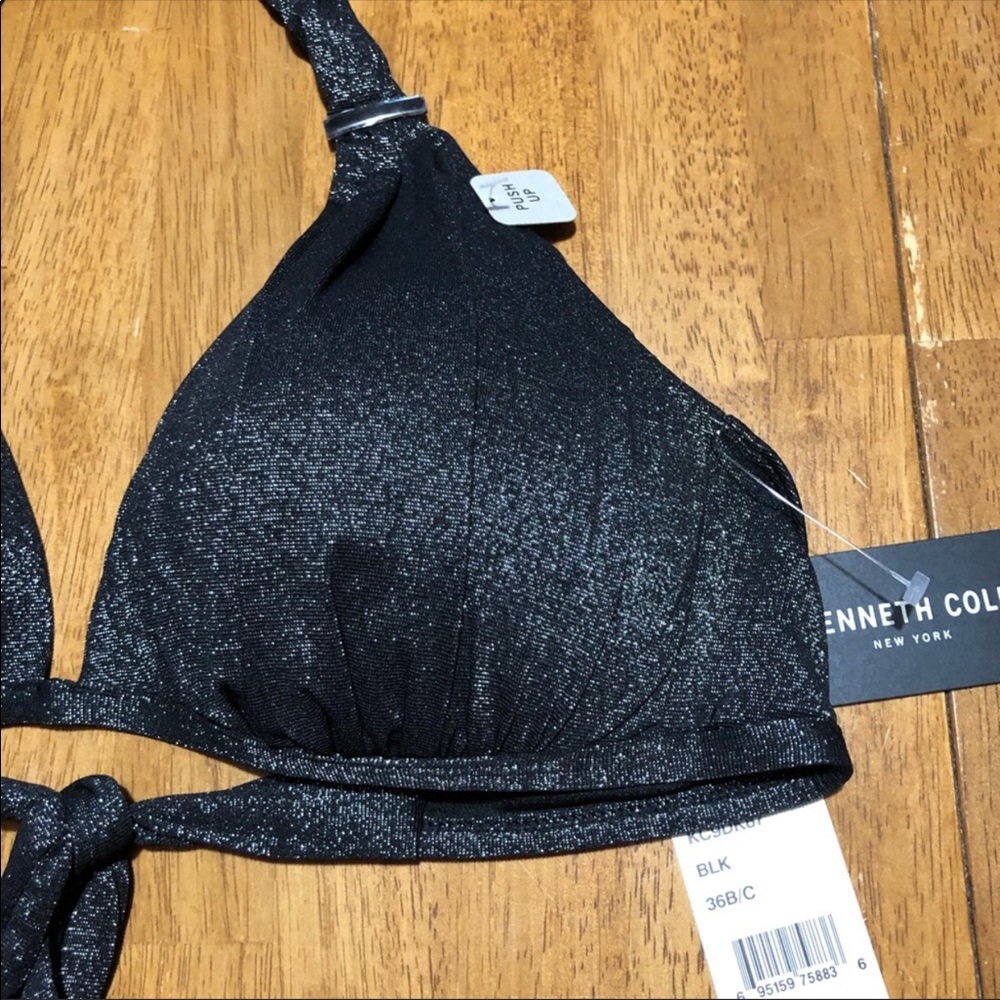 Kenneth Cole Shimmer Charcoal Push-Up Bikini Top 36 B/C - Picture 2 of 12